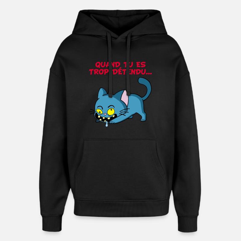 Chat manga détendu - Sweat à capuche unisexe Stanley/Stella Oversized - noir
