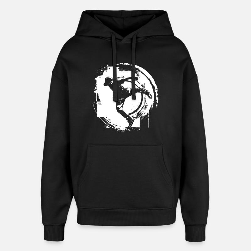 Breakdancer Drawing - Oversized Unisex Hoodie by Stanley/Stella - black