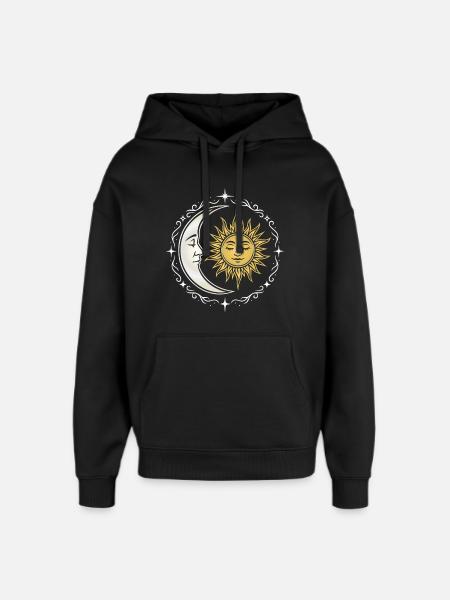 Sun and Moon - Spiritual Symbol - Oversized Unisex Hoodie by Stanley/Stella - black