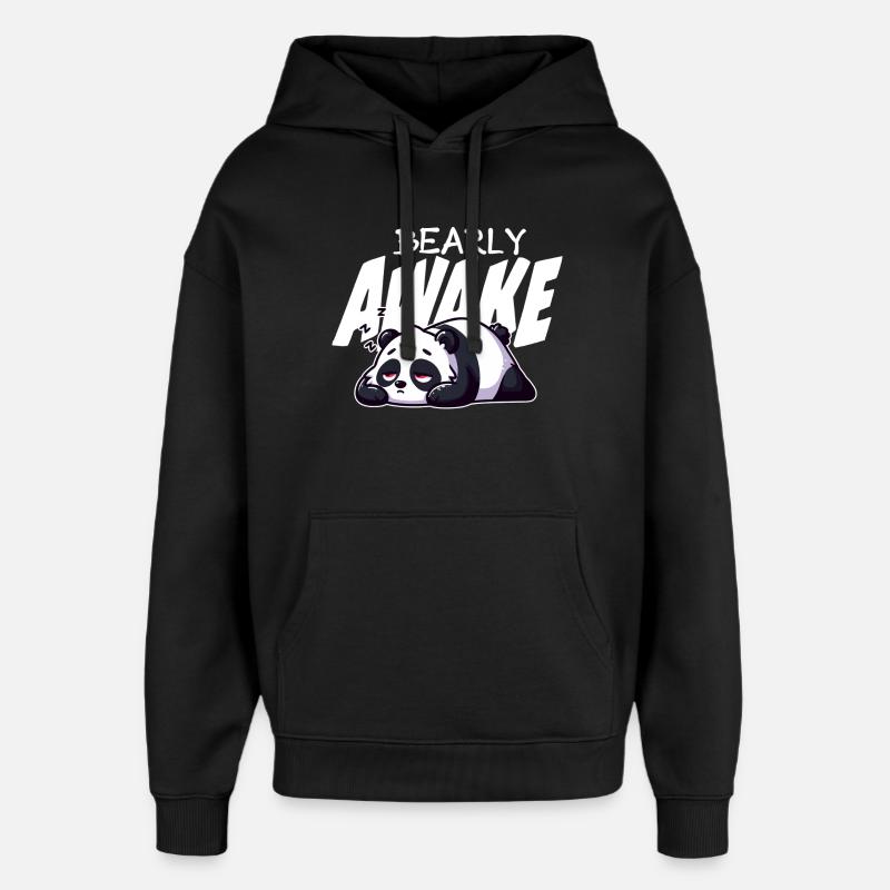Früh erwachen Panda Illustration - Oversized Unisex Hoodie von Stanley/Stella - Schwarz