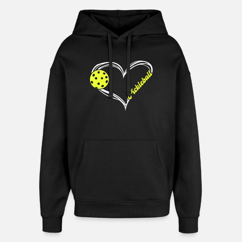 Emblème du cœur de pickleball - Sweat à capuche unisexe Stanley/Stella Oversized - noir