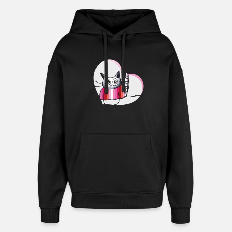 Chat lesbien - Sweat à capuche unisexe Stanley/Stella Oversized - noir