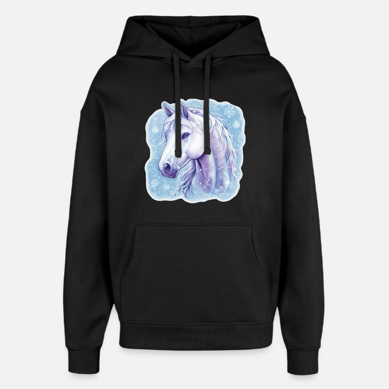 Flocons de neige de cheval - Sweat à capuche unisexe Stanley/Stella Oversized - noir