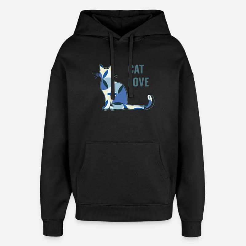 Katzenliebe - Amour des chats - Sweat à capuche unisexe Stanley/Stella Oversized - noir