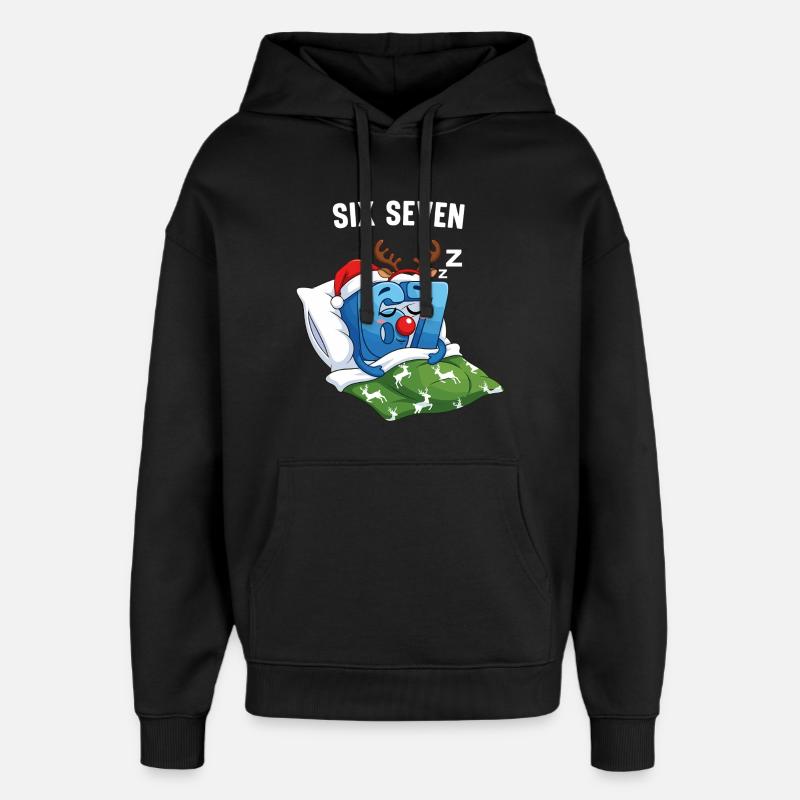 67 Six Seven Memes julepyjamas - Hættetrøje unisex Stanley/Stella Oversized - sort