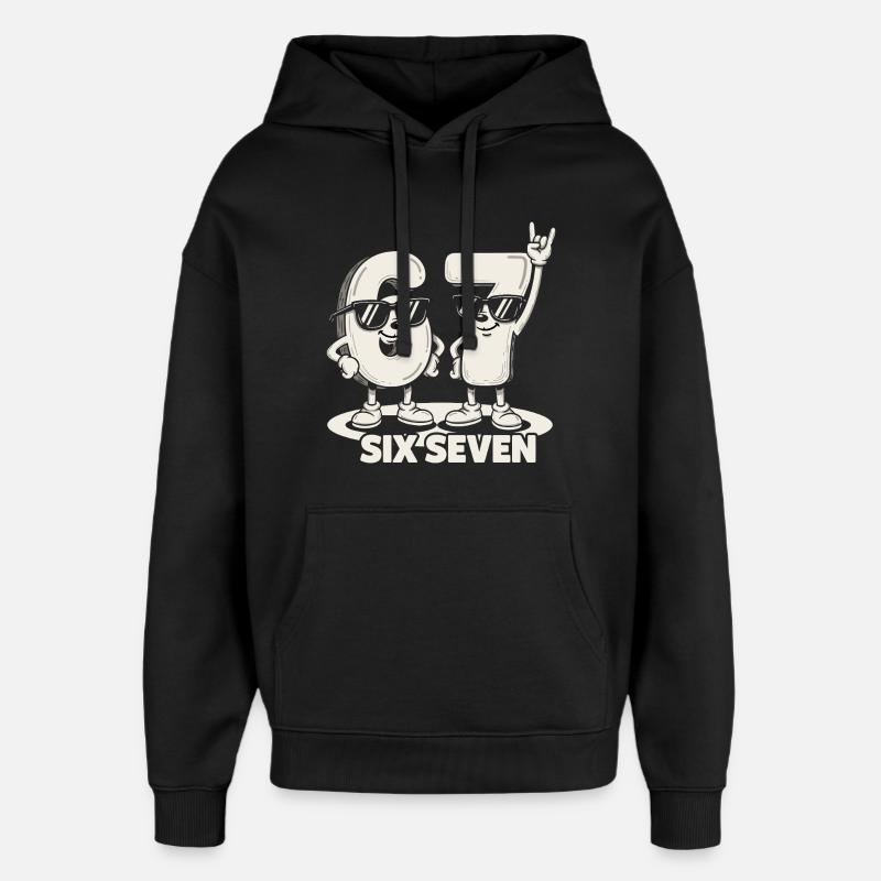 67 Six Seven meme 6 7 - Retro rockmusikk gave - Stanley/Stella Oversized Hettegenser unisex - svart