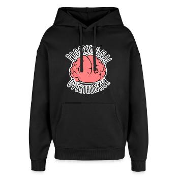 Ständig zu viel Grübeln? Professional Overthinker! - Oversized Unisex Hoodie von Stanley/Stella - Schwarz - Vorne - AI Model Female 172 light (172cm) & AI Model Male 185 light (185cm)