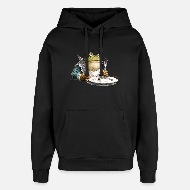 Grenouille de cuisine avec assiette - Sweat à capuche unisexe Stanley/Stella Oversized - noir