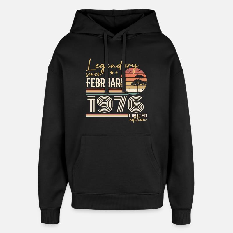 Février 1976 anniversaire 1976 légendes Février - Sweat à capuche unisexe Stanley/Stella Oversized - noir