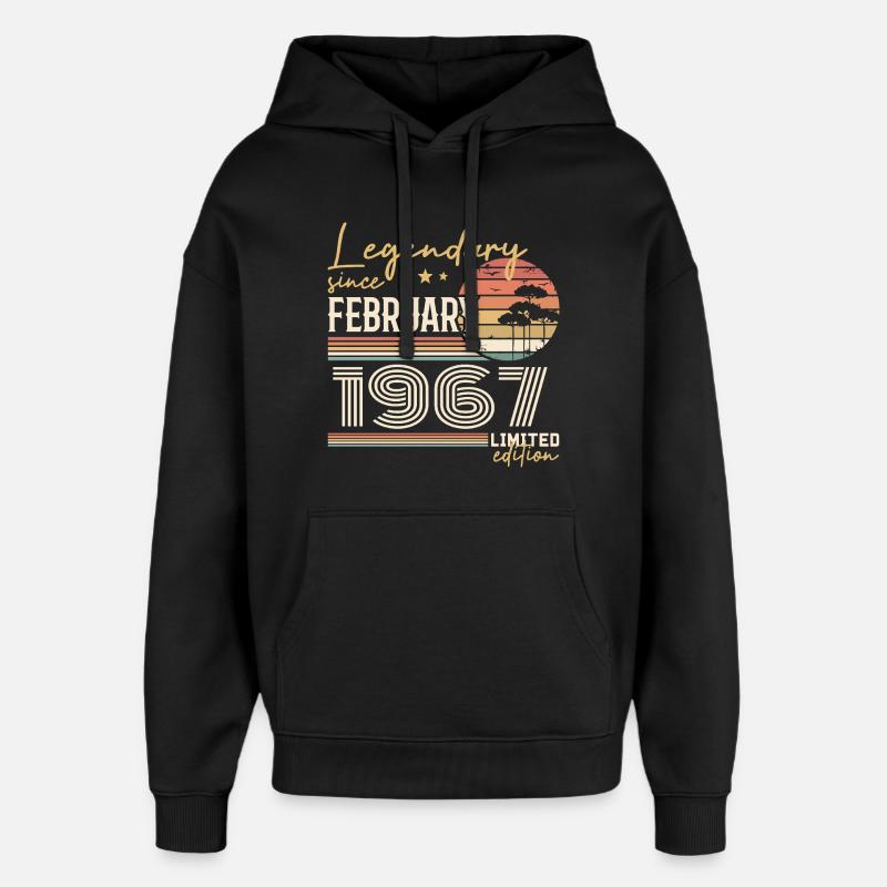 Février 1967 anniversaire 1967 légendes Février - Sweat à capuche unisexe Stanley/Stella Oversized - noir
