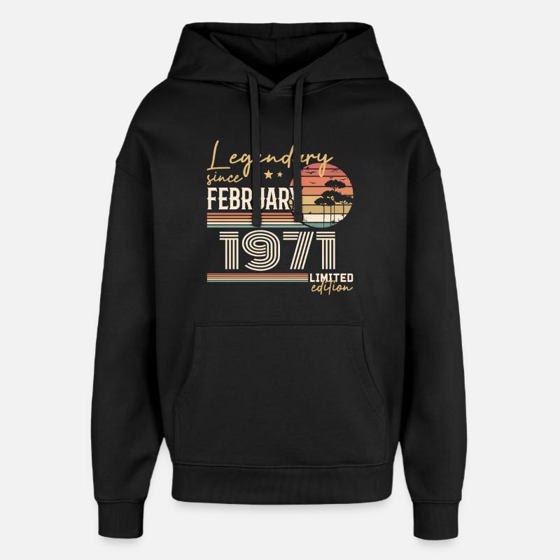 Février 1971 anniversaire 1971 légendes Février - Sweat à capuche unisexe Stanley/Stella Oversized - noir