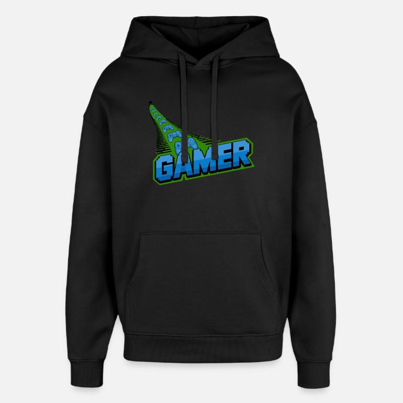 Motivo per controller gamer per gamer e retrò - Stanley/Stella Oversized Felpa con cappuccio unisex - nero