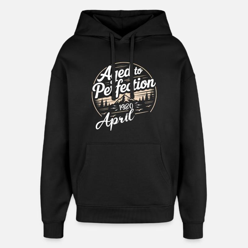 Avril 1980 Anniversaire avril 1980 - Sweat à capuche unisexe Stanley/Stella Oversized - noir