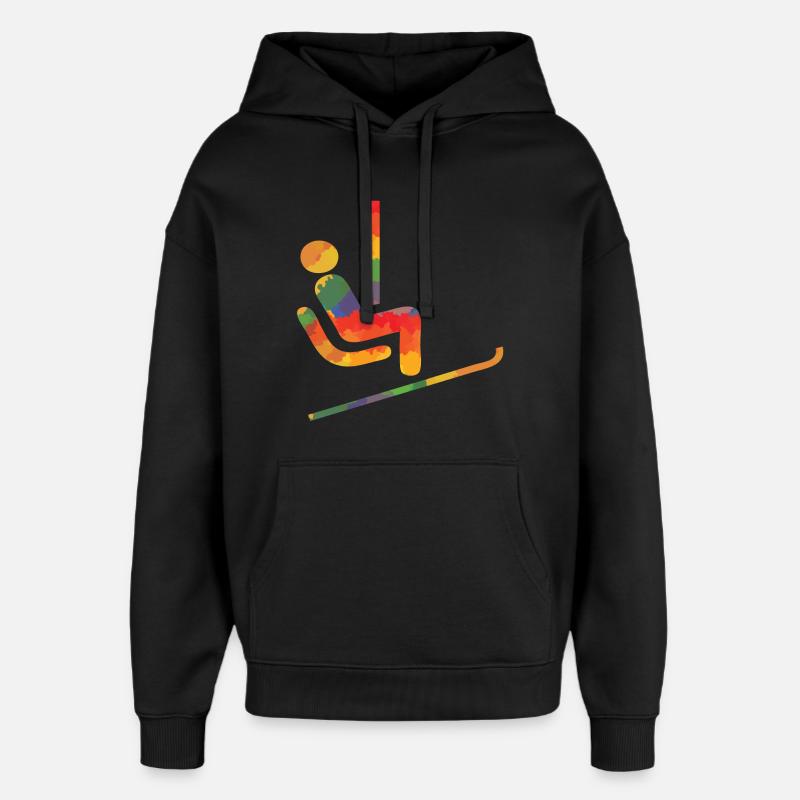 Farbiger Ski Läufer - Oversized Unisex Hoodie von Stanley/Stella - Schwarz