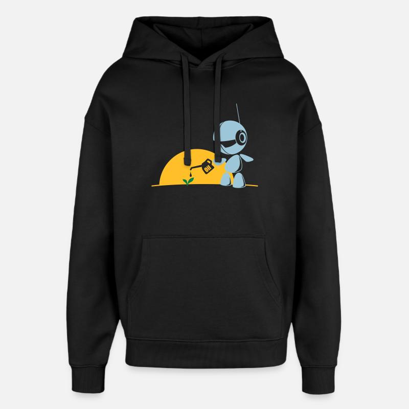 robot flower - Sweat à capuche unisexe Stanley/Stella Oversized - noir