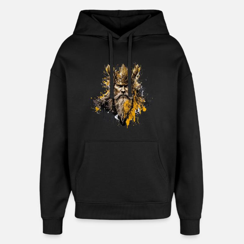 Style d’éclaboussures d’encre viking - Sweat à capuche unisexe Stanley/Stella Oversized - noir