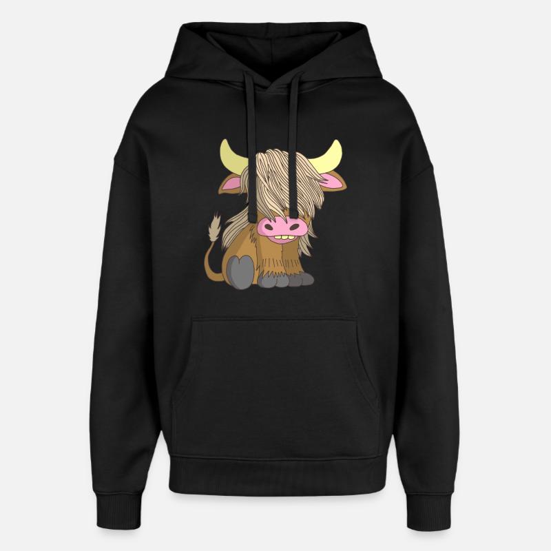 Vache à poil long - Sweat à capuche unisexe Stanley/Stella Oversized - noir