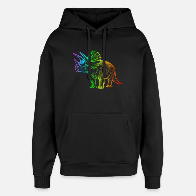 dinosaure triceratops arc-en-ciel - Sweat à capuche unisexe Stanley/Stella Oversized - noir