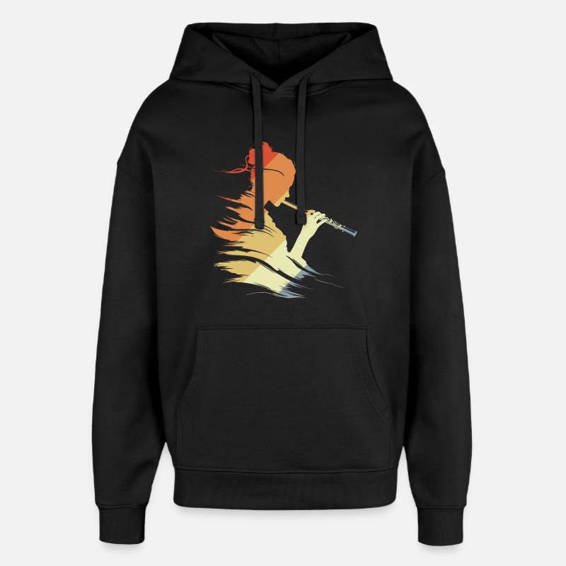 Flûte Girl Graphique Rétro - Sweat à capuche unisexe Stanley/Stella Oversized - noir