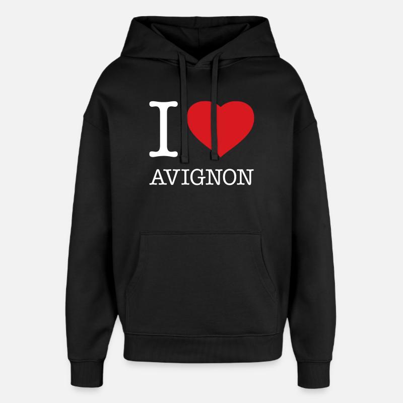 J’ADORE AVIGNON - Sweat à capuche unisexe Stanley/Stella Oversized - noir