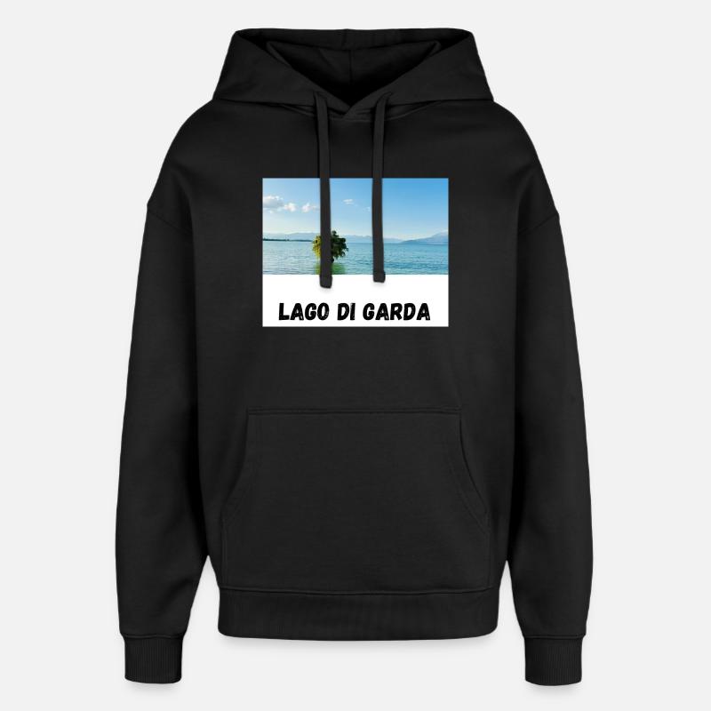 Projekt Lago di Garda z drzewem w wodzie - Stanley/Stella Oversized Bluza z kapturem unisex - czarny