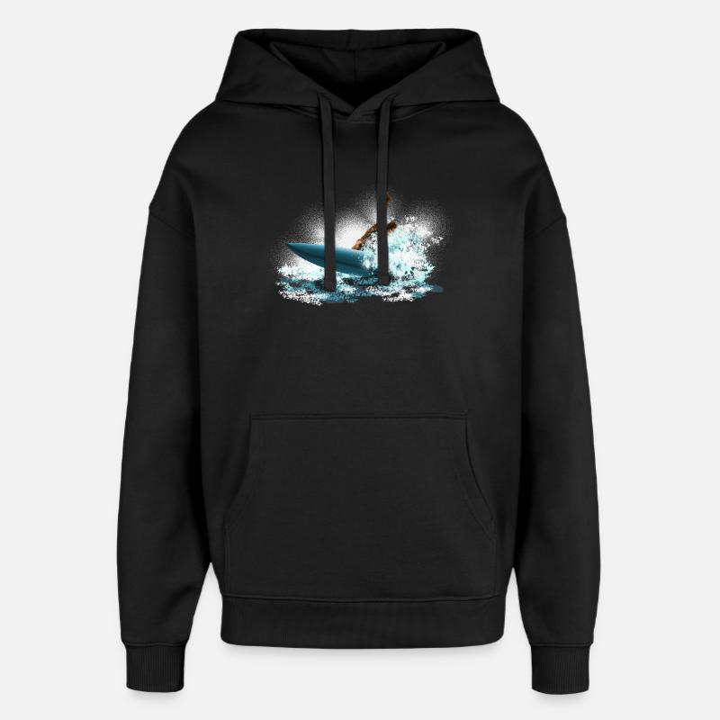 Surfeur Tempête Vague Surfeur - Sweat à capuche unisexe Stanley/Stella Oversized - noir