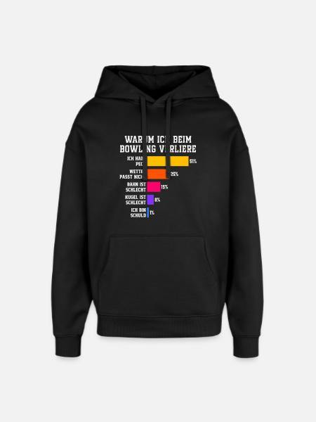 Why I lose at bowling Bowling - Oversized Unisex Hoodie by Stanley/Stella - black