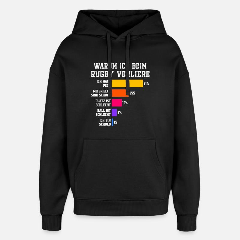 Pourquoi je perds au rugby Rugby - Sweat à capuche unisexe Stanley/Stella Oversized - noir