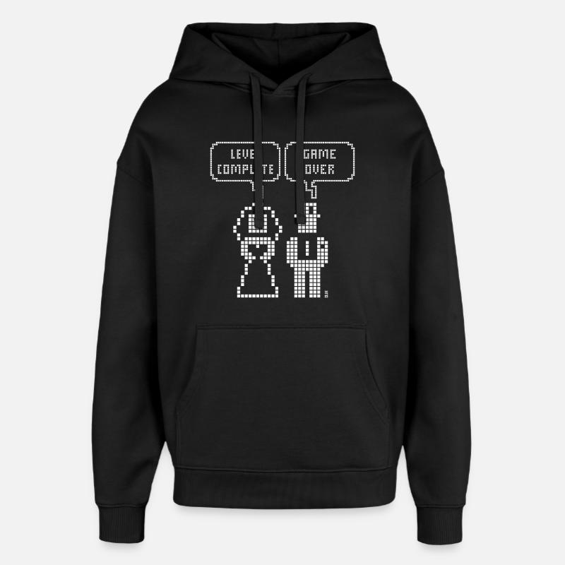 Level Complete – Game Over (Bryllupspolterabend Pixel W) - Hættetrøje unisex Stanley/Stella Oversized - sort