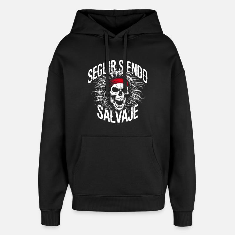 Crâne sauvage avec bandana - Sweat à capuche unisexe Stanley/Stella Oversized - noir