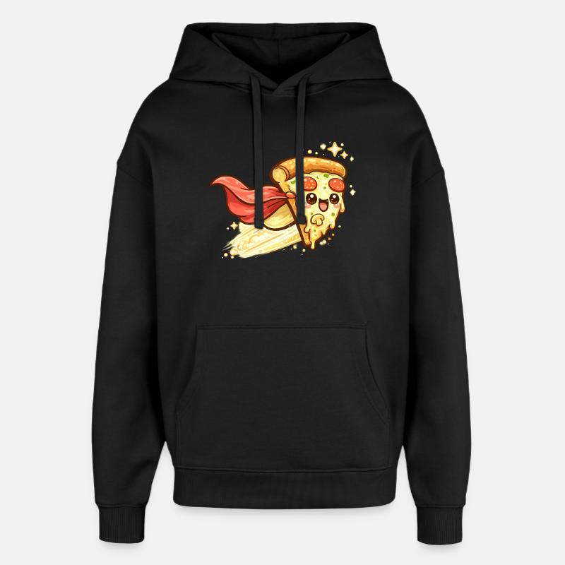 Héros pizza avec cape - Sweat à capuche unisexe Stanley/Stella Oversized - noir