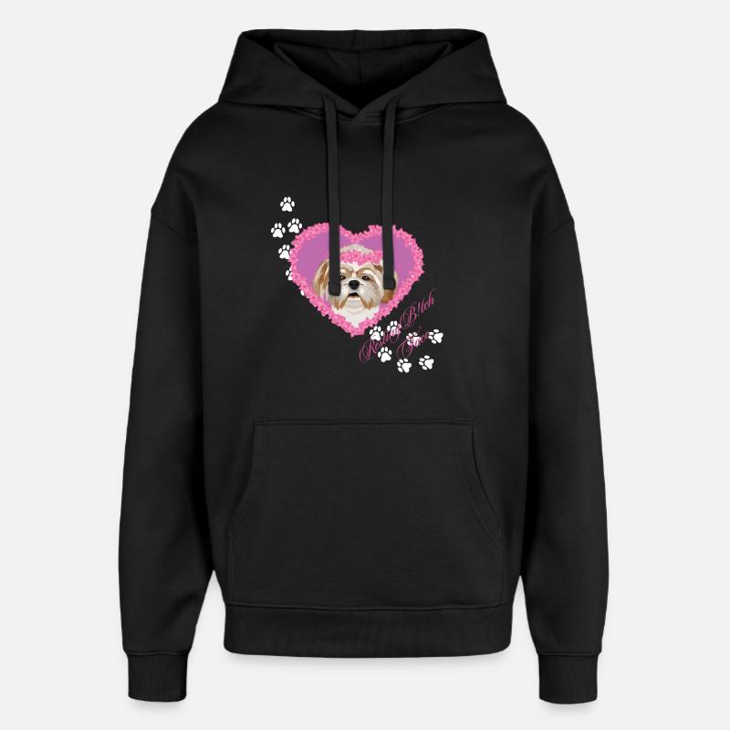 Visage de au repos Shih Tzu - Sweat à capuche unisexe Stanley/Stella Oversized - noir