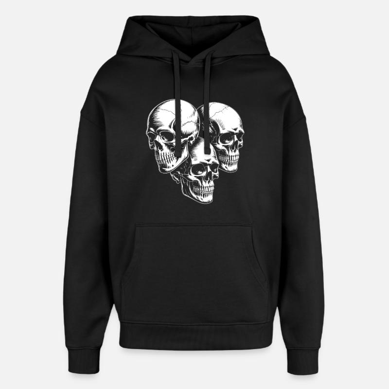 Silhouette du Triple Crâne - Sweat à capuche unisexe Stanley/Stella Oversized - noir