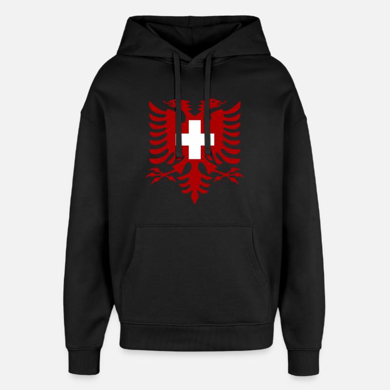 Drapeau de l’Albanie Suisse - Sweat à capuche unisexe Stanley/Stella Oversized - noir