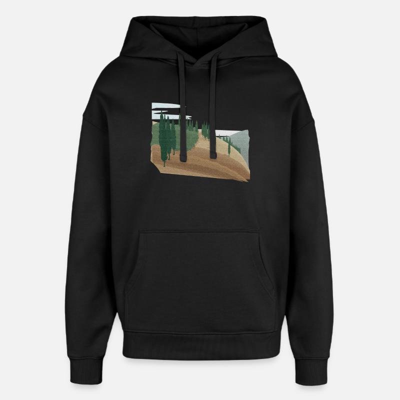 Pinienwald Hügellandschaft mit Struktur (modific.) - Oversized Unisex Hoodie von Stanley/Stella - Schwarz