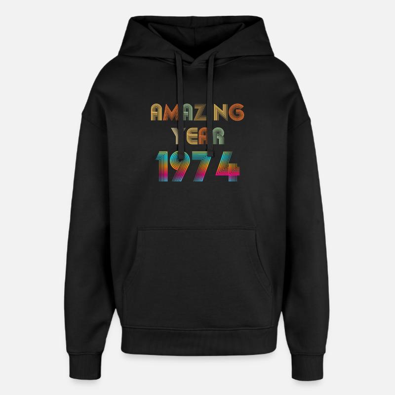 Amazing YEAR 1974 - Sweat à capuche unisexe Stanley/Stella Oversized - noir