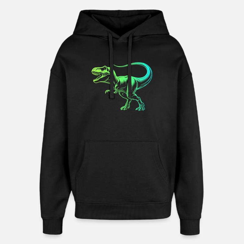 dinosaure tyrannosaure rex, t-rex vert bleu - Sweat à capuche unisexe Stanley/Stella Oversized - noir
