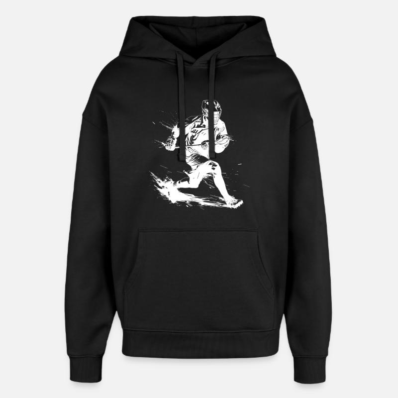 Dessin de garçon de crosse - Sweat à capuche unisexe Stanley/Stella Oversized - noir