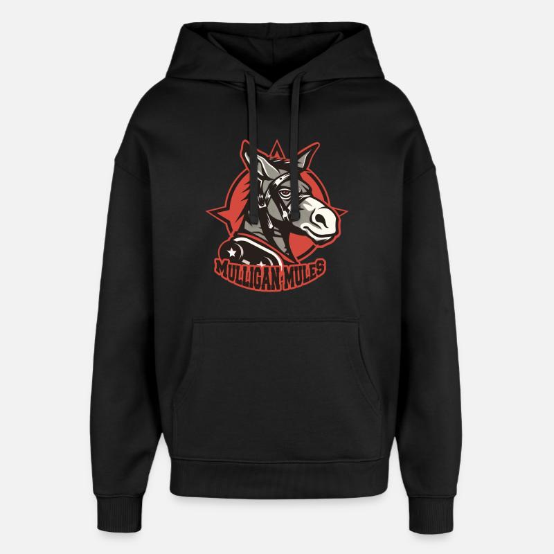 Logo de la mascotte des Mules Mulligan - Sweat à capuche unisexe Stanley/Stella Oversized - noir