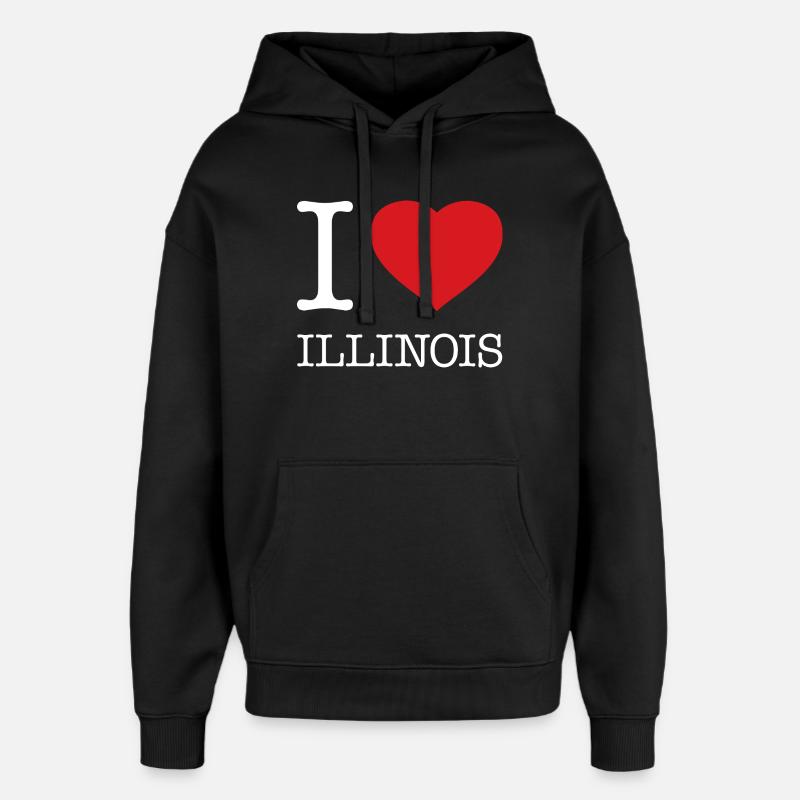 J’ADORE L’ILLINOIS - Sweat à capuche unisexe Stanley/Stella Oversized - noir