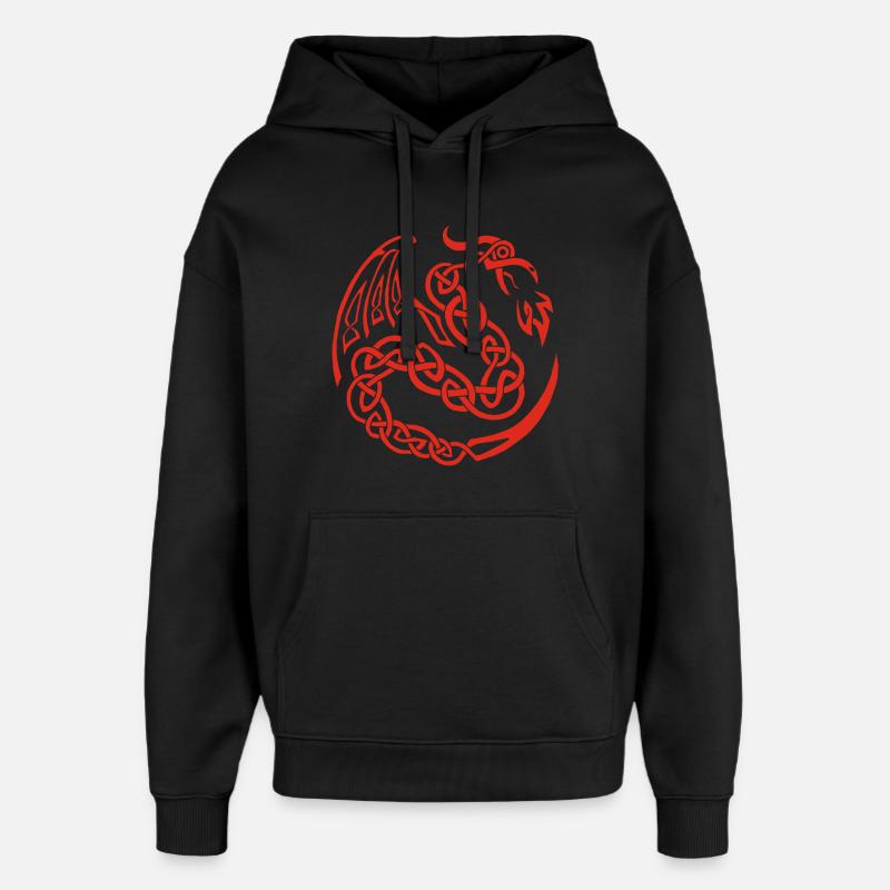 Dragon celte rouge - Sweat à capuche unisexe Stanley/Stella Oversized - noir