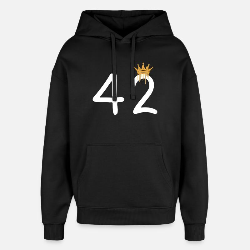 Graffiti numéro 42 avec couronne - Sweat à capuche unisexe Stanley/Stella Oversized - noir