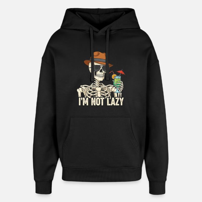 Skeletor with summer drink - Oversized Unisex Hoodie by Stanley/Stella - black