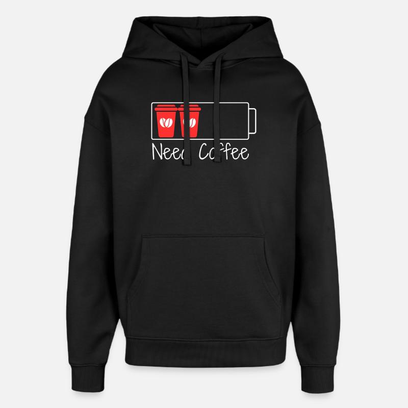 Caféine = 100 % de charge - Sweat à capuche unisexe Stanley/Stella Oversized - noir