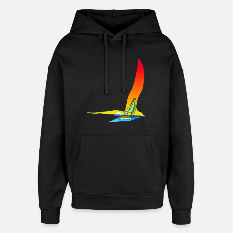 L'oiseau et le voilier - Sweat à capuche unisexe Stanley/Stella Oversized - noir