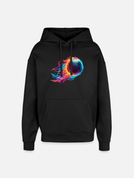 Fiery Football - Soccer Ball Fire - Oversized Unisex Hoodie by Stanley/Stella - black