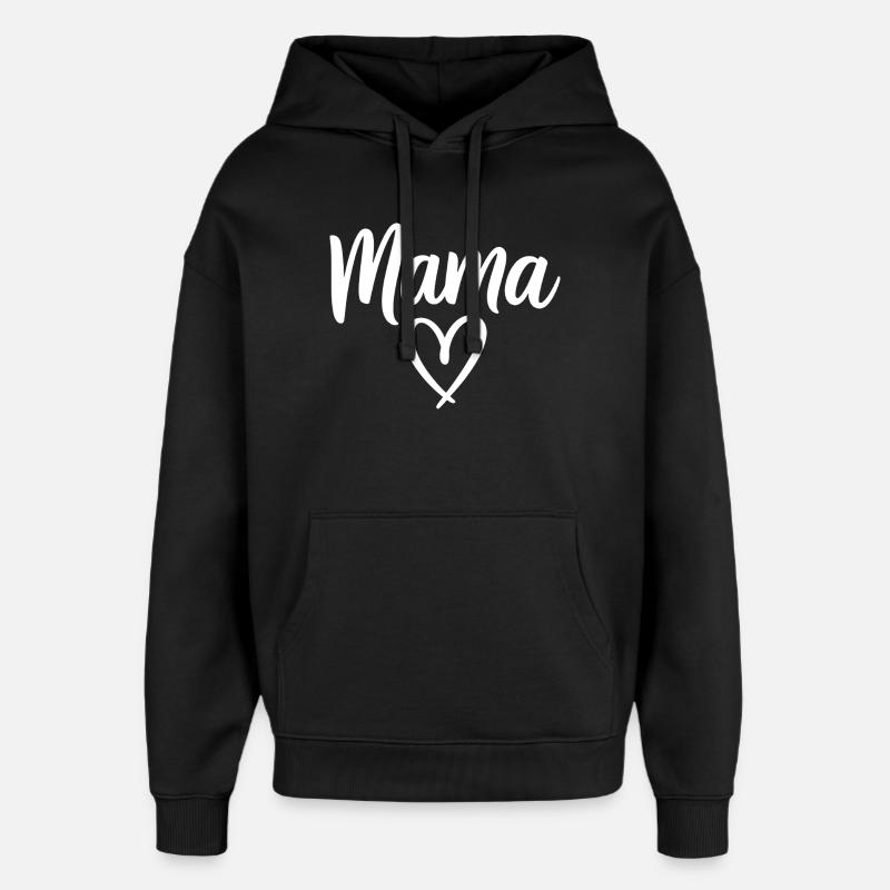 Mama Heart Script Handwritten Love - Oversized Unisex Hoodie by Stanley/Stella - black