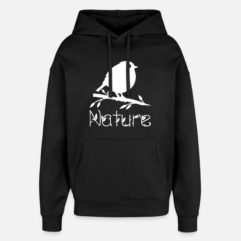 La nature se réveille (blanc) - Sweat à capuche unisexe Stanley/Stella Oversized - noir