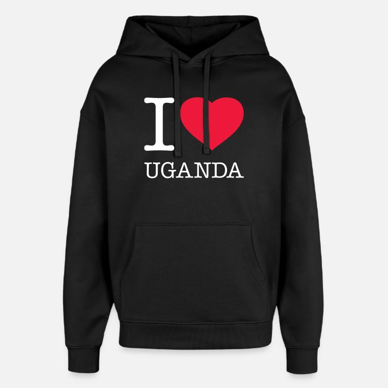 J’AIME L’OUGANDA - Sweat à capuche unisexe Stanley/Stella Oversized - noir