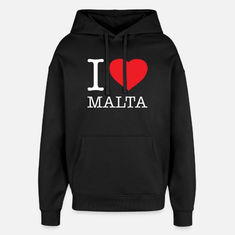 J’ADORE MALTE - Sweat à capuche unisexe Stanley/Stella Oversized - noir